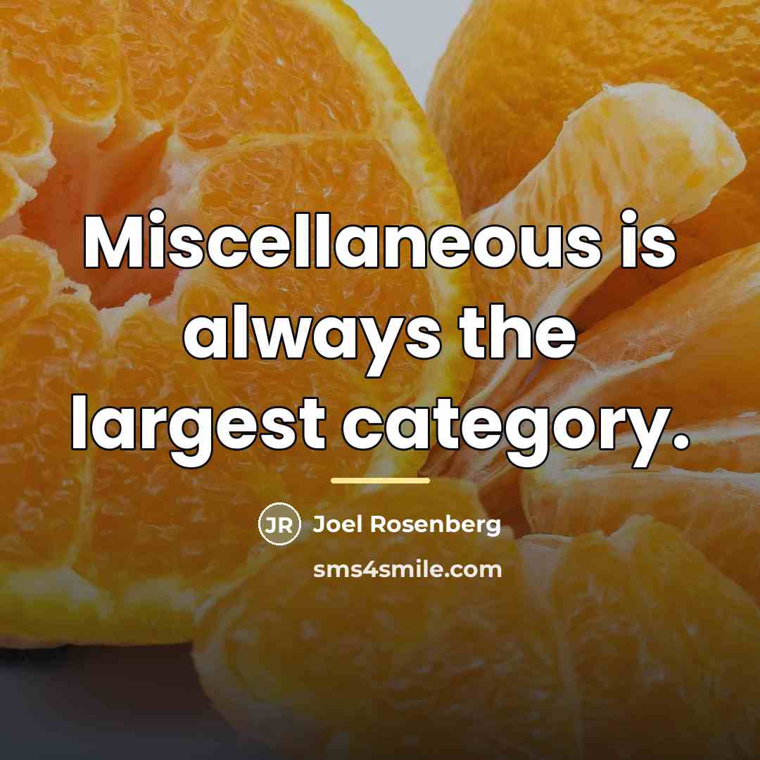 “Miscellaneous is always the largest category.…” quote by Joel Rosenberg