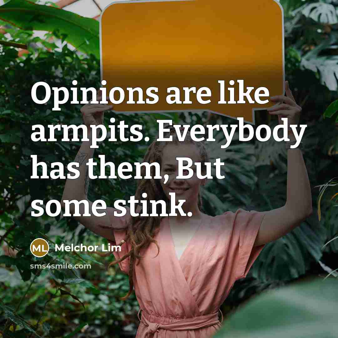 “Opinions are like armpits. Everybody has them, But some stink.…” quote by Melchor Lim