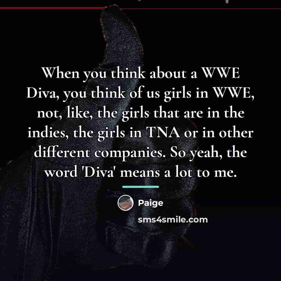 “When you think about a WWE Diva, you think of…” quote by Paige