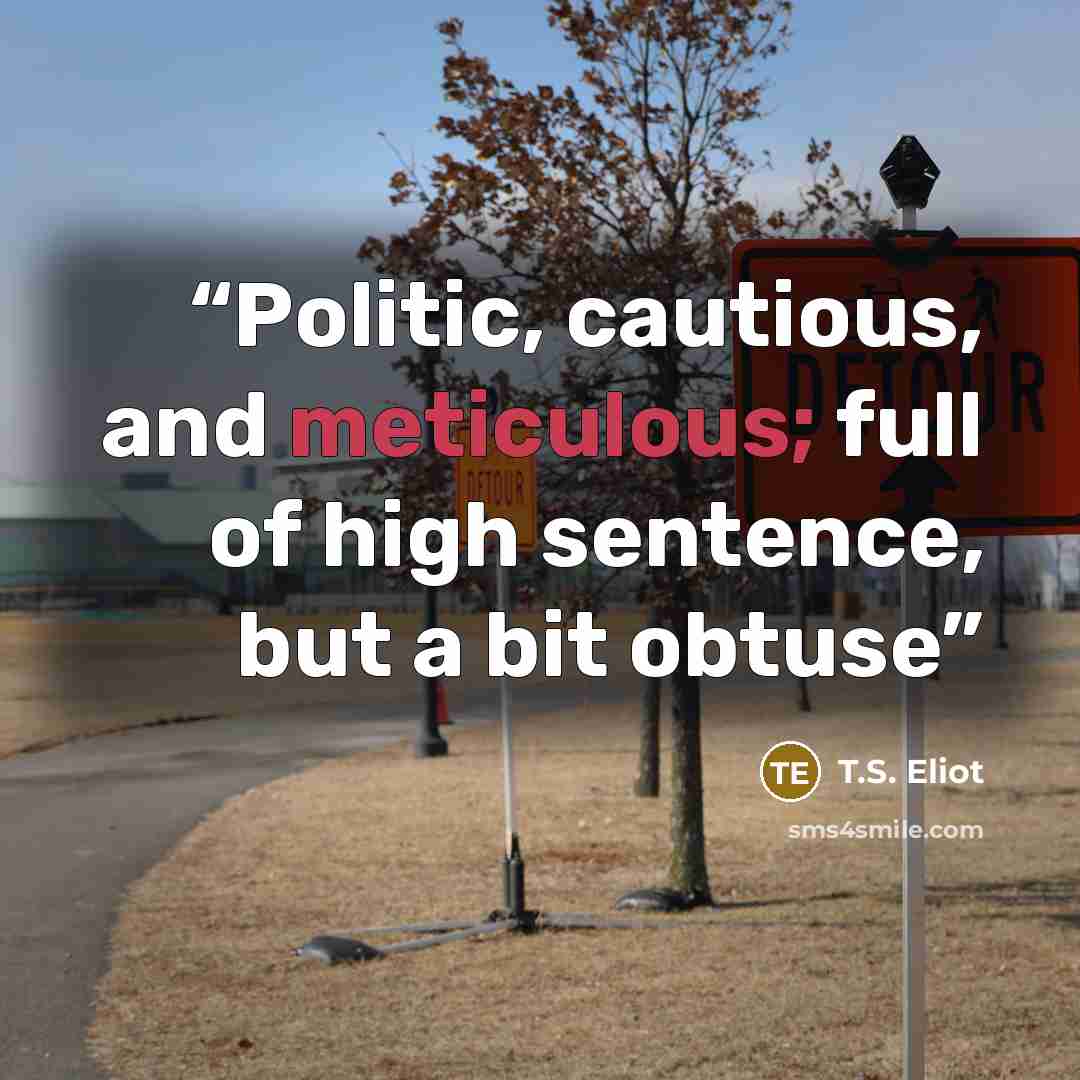 “Politic, cautious, and meticulous; full of high sentence, but a bit obtuse” quote by T.S. Eliot