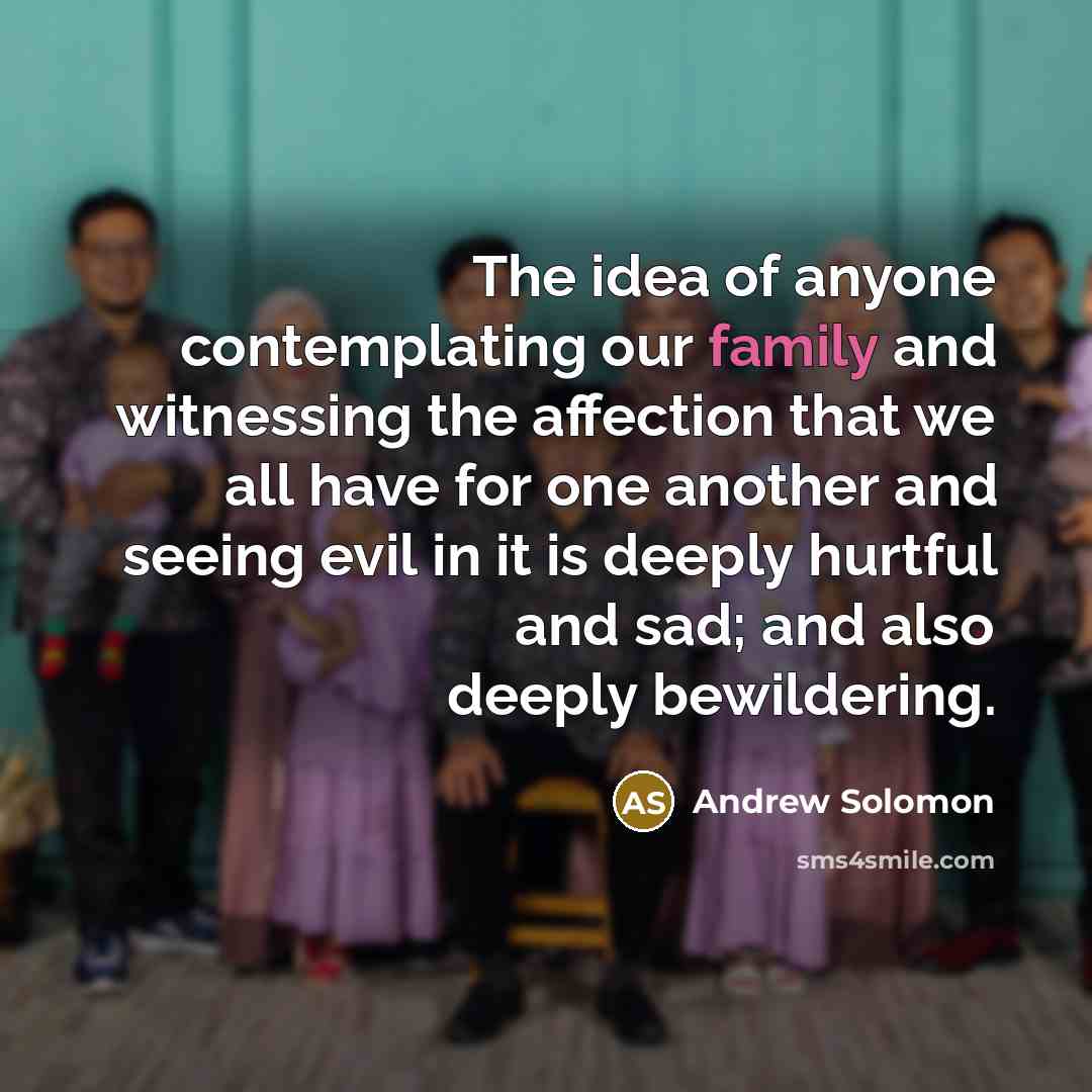 “The idea of anyone contemplating our family and witnessing the…” quote by Andrew Solomon
