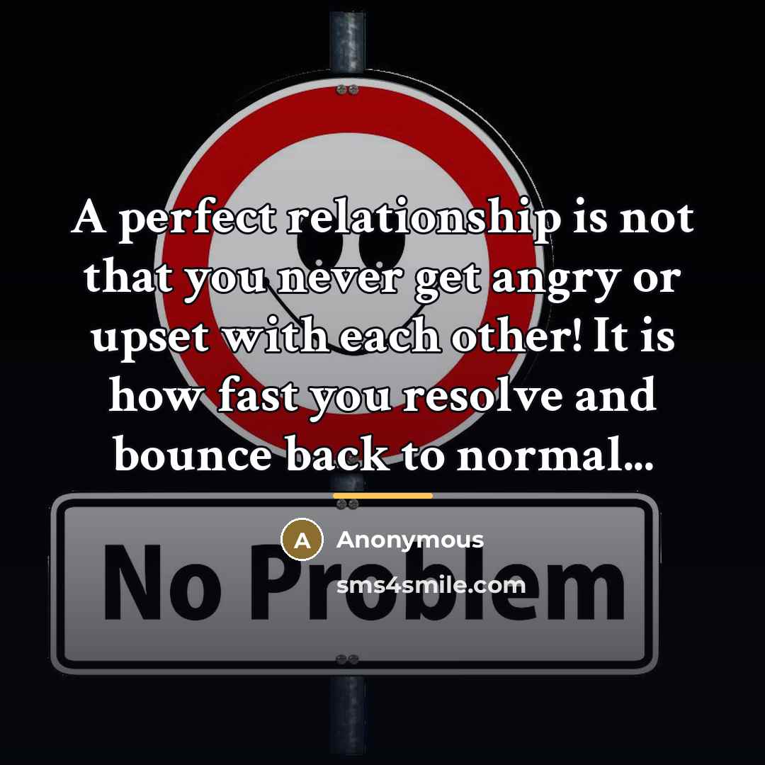 “A perfect relationship is not that you never get angry…” quote by Anonymous