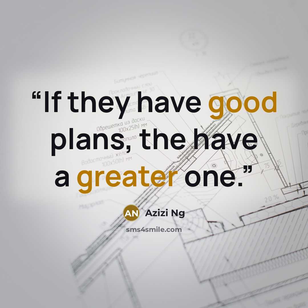 “If they have good plans, the have a greater one.” quote by Azizi Ng