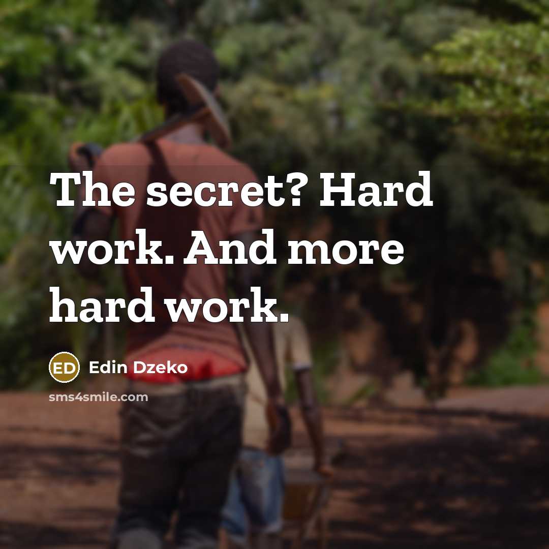 “The secret? Hard work. And more hard work.…” quote by Edin Dzeko