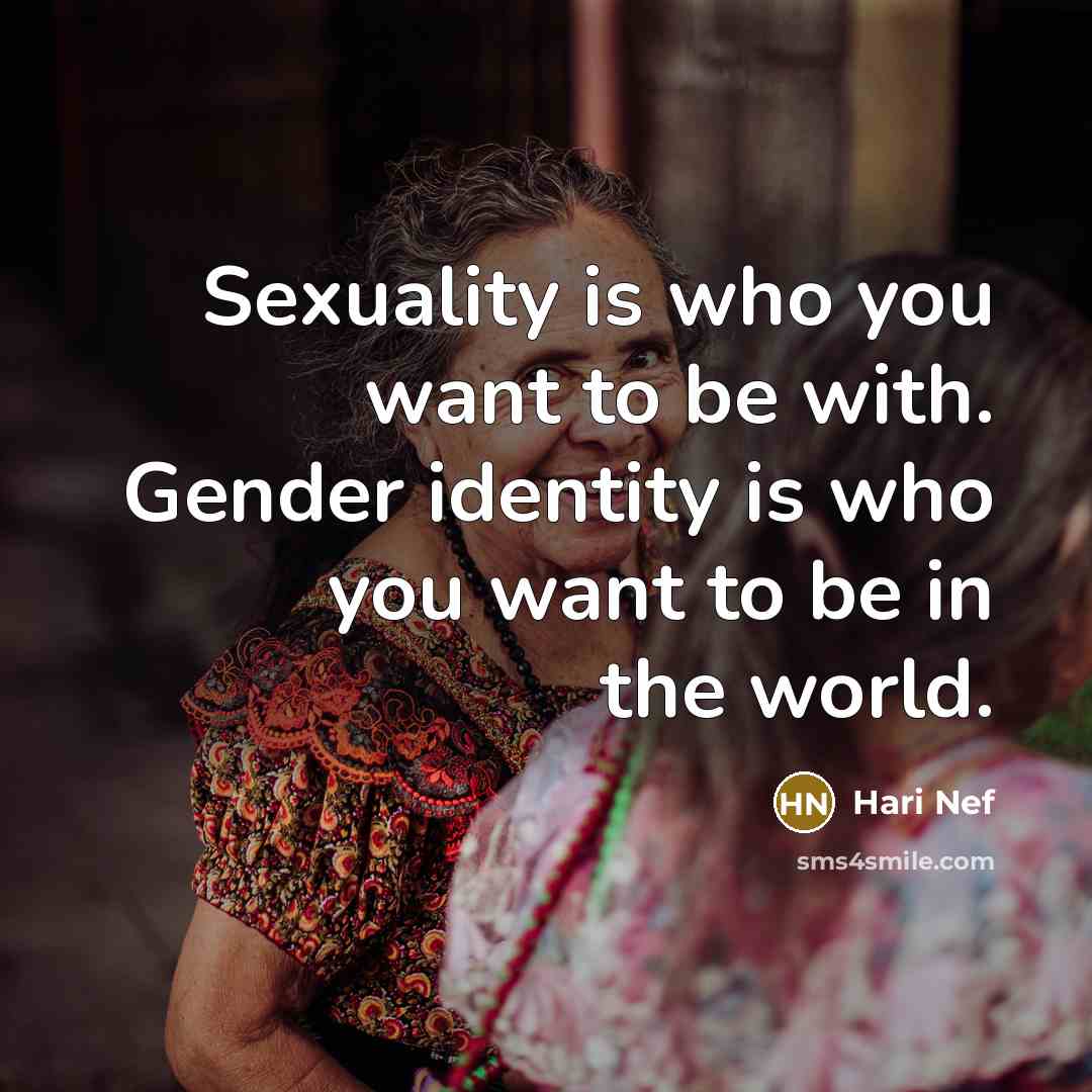 “Sexuality is who you want to be with. Gender identity…” quote by Hari Nef