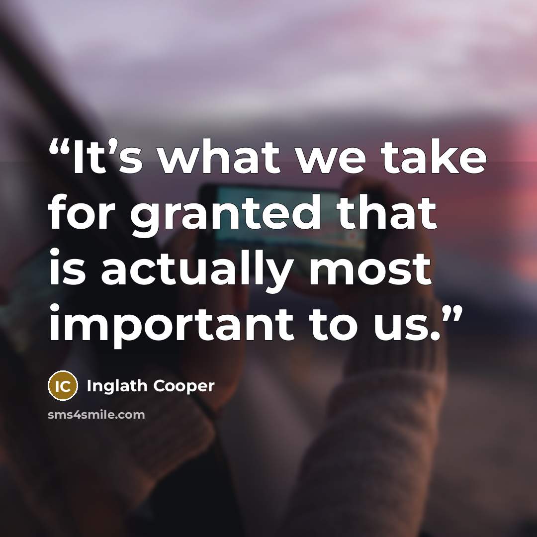 “It’s what we take for granted that is actually most important to us.” quote by Inglath Cooper