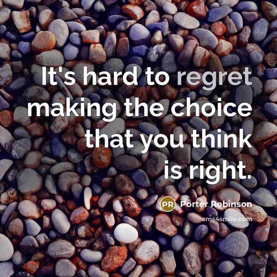 “It's hard to regret making the choice that you think…” quote by Porter Robinson
