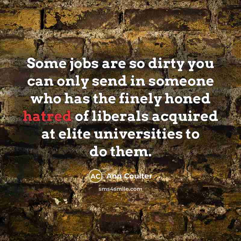 “Some jobs are so dirty you can only send in…” quote by Ann Coulter