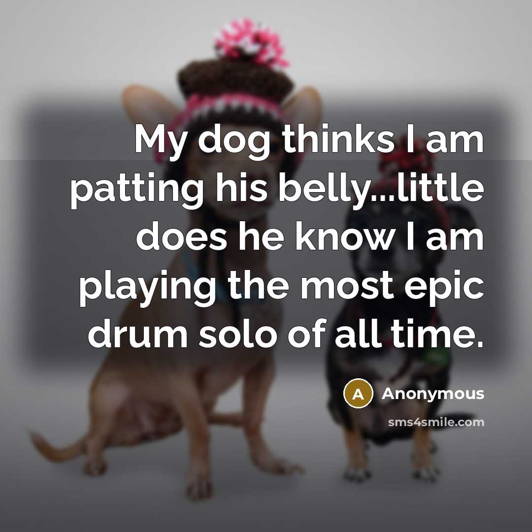“My dog thinks I am patting his belly...little does he know I am playing the most epic drum solo of all time.” quote by Anonymous