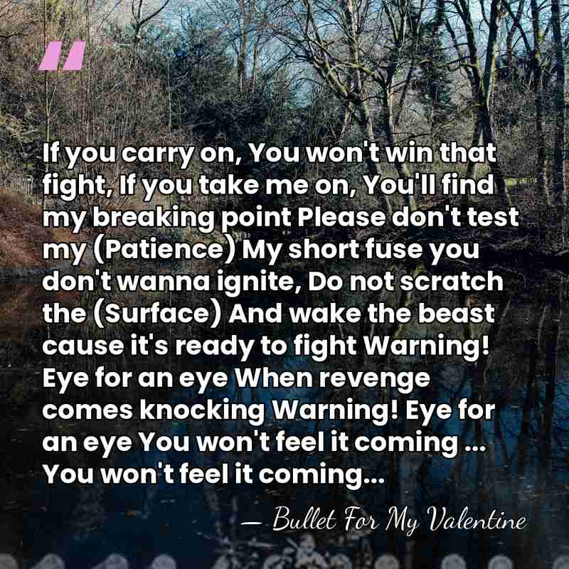 If you carry on, You won't win that fight, If you take&hellip; - Bullet For My Valentine