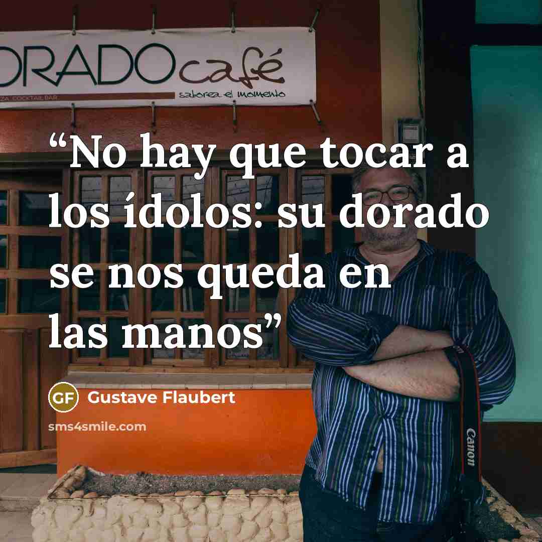 “No hay que tocar a los ídolos: su dorado se nos queda en las manos” quote by Gustave Flaubert