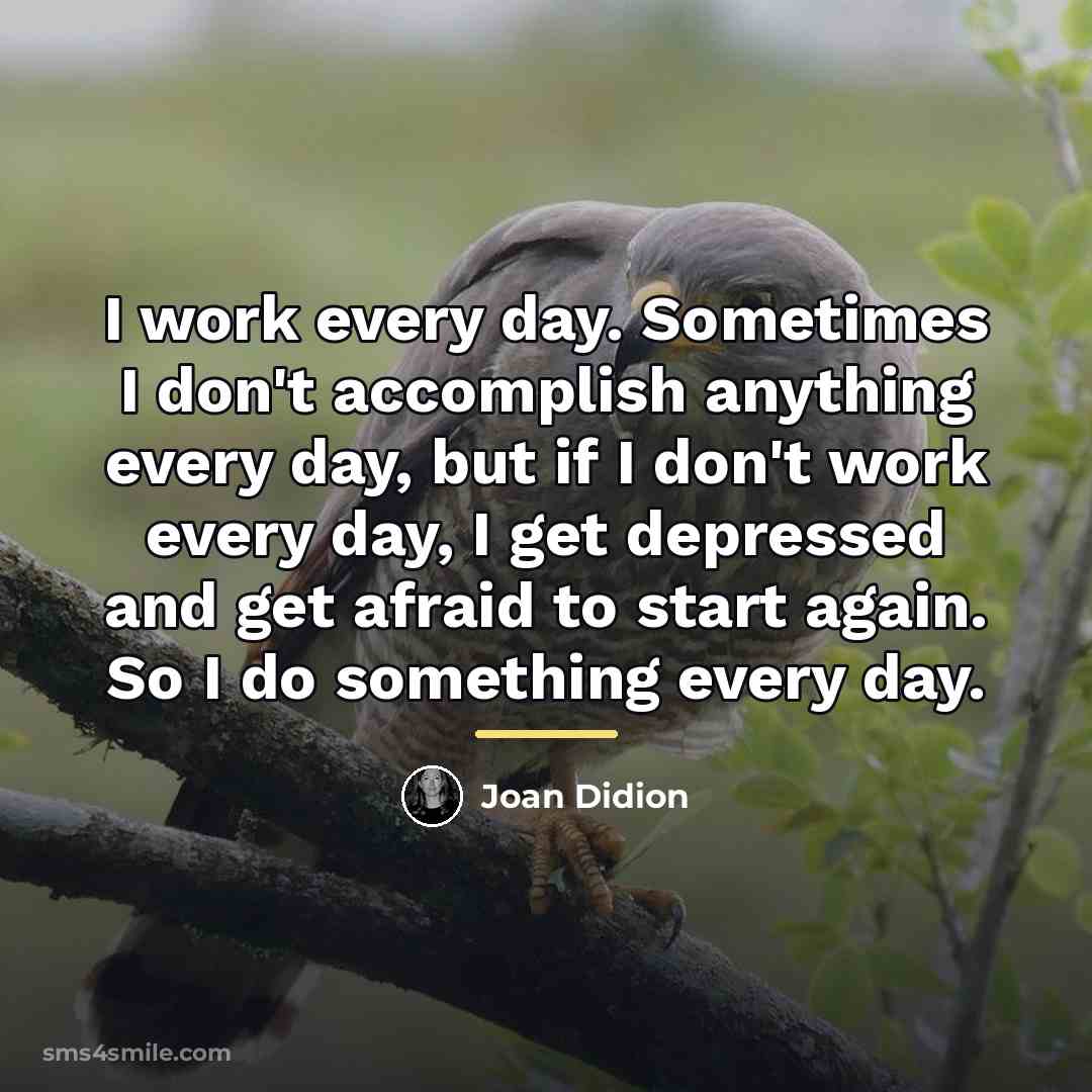 “I work every day. Sometimes I don't accomplish anything every…” quote by Joan Didion