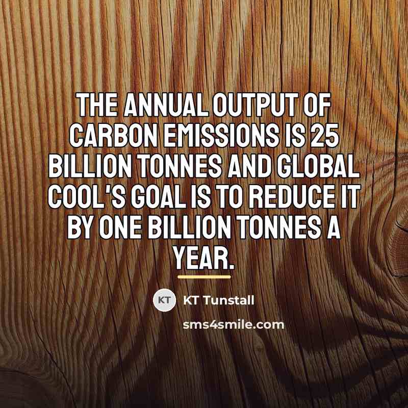 “The annual output of carbon emissions is 25 billion tonnes…” quote by KT Tunstall
