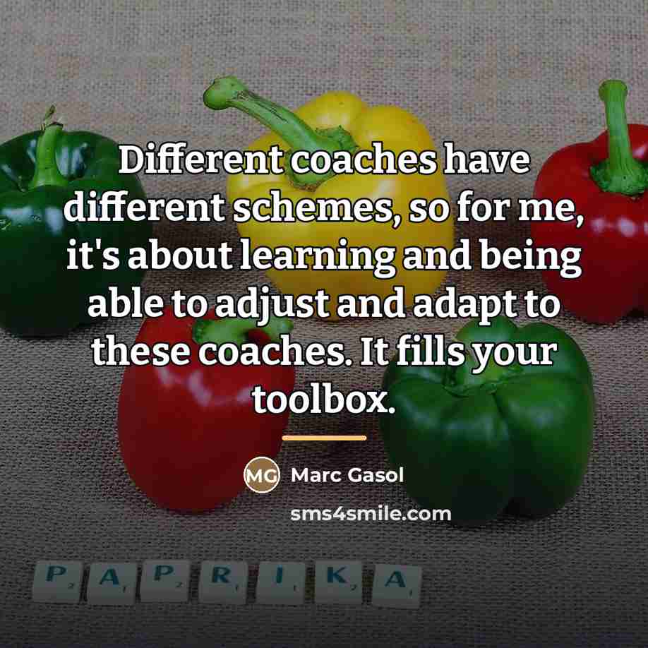 “Different coaches have different schemes, so for me, it's about…” quote by Marc Gasol