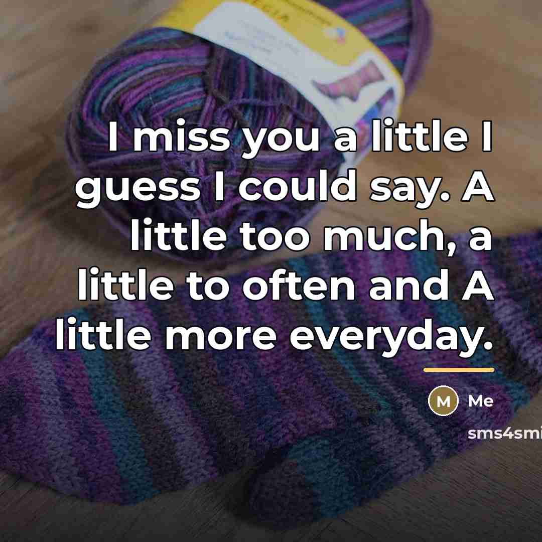“I miss you a little I guess I could say.…” quote by Me