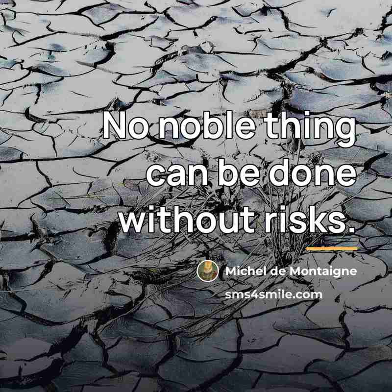 “No noble thing can be done without risks.…” quote by Michel de Montaigne