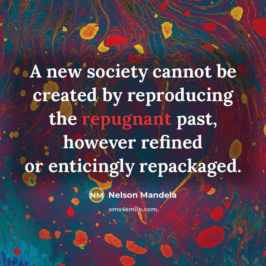 “A new society cannot be created by reproducing the repugnant…” quote by Nelson Mandela