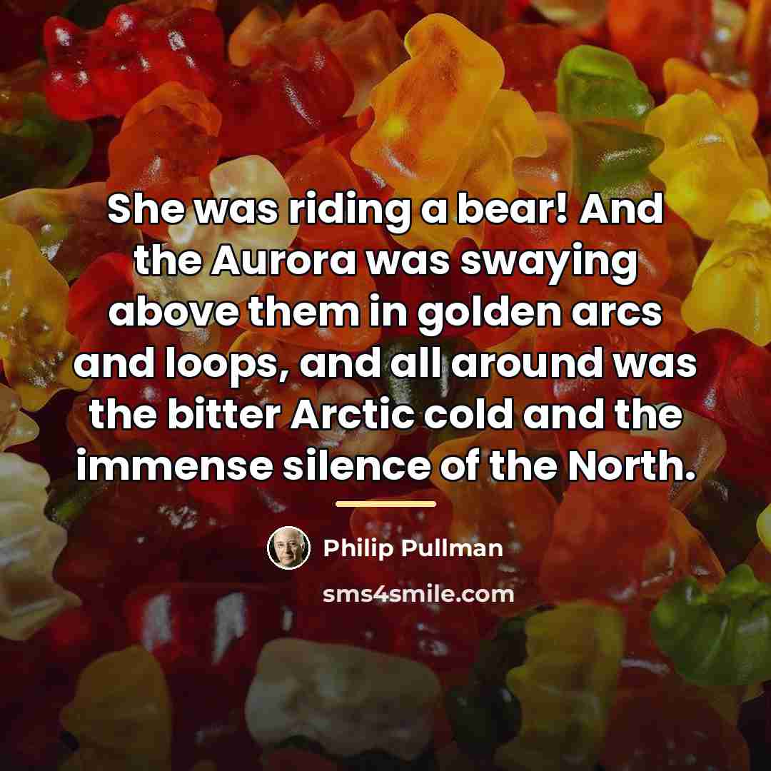 “She was riding a bear! And the Aurora was swaying…” quote by Philip Pullman