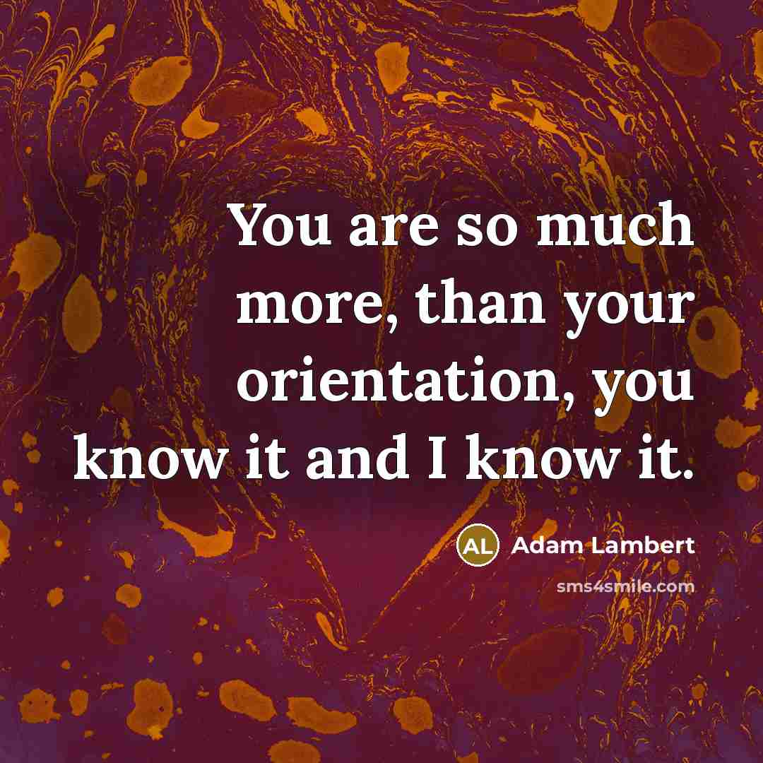 “You are so much more, than your orientation, you know…” quote by Adam Lambert
