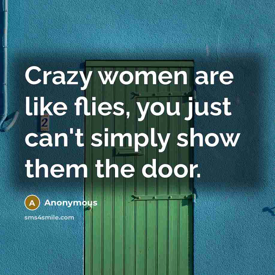 “Crazy women are like flies, you just can't simply show…” quote by Anonymous