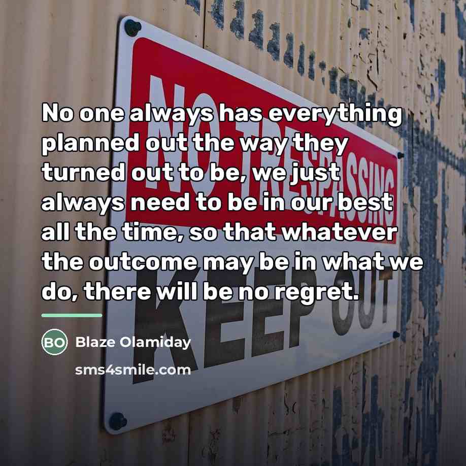 “No one always has everything planned out the way they…” quote by Blaze Olamiday