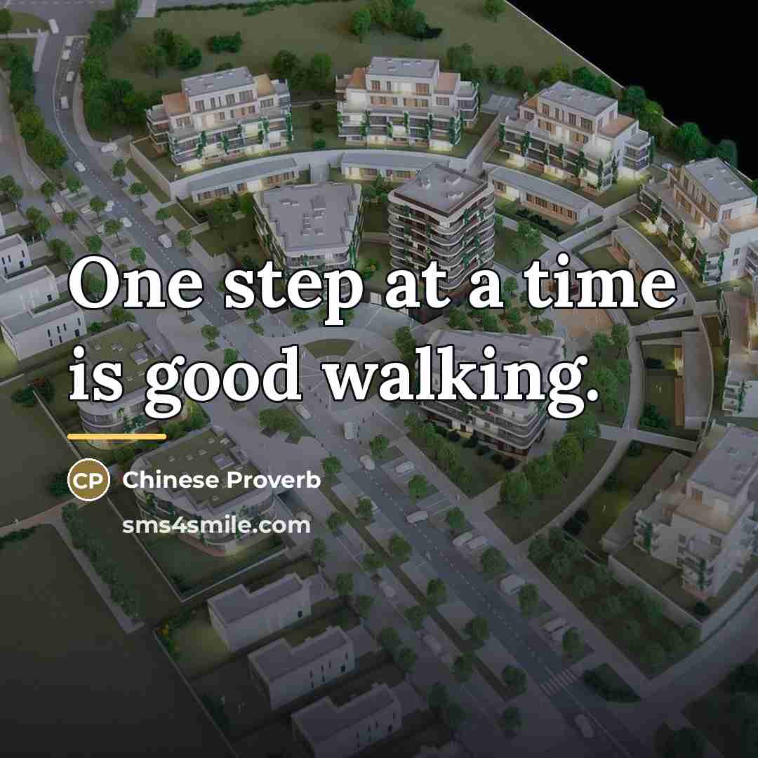 “One step at a time is good walking.…” quote by Chinese Proverb