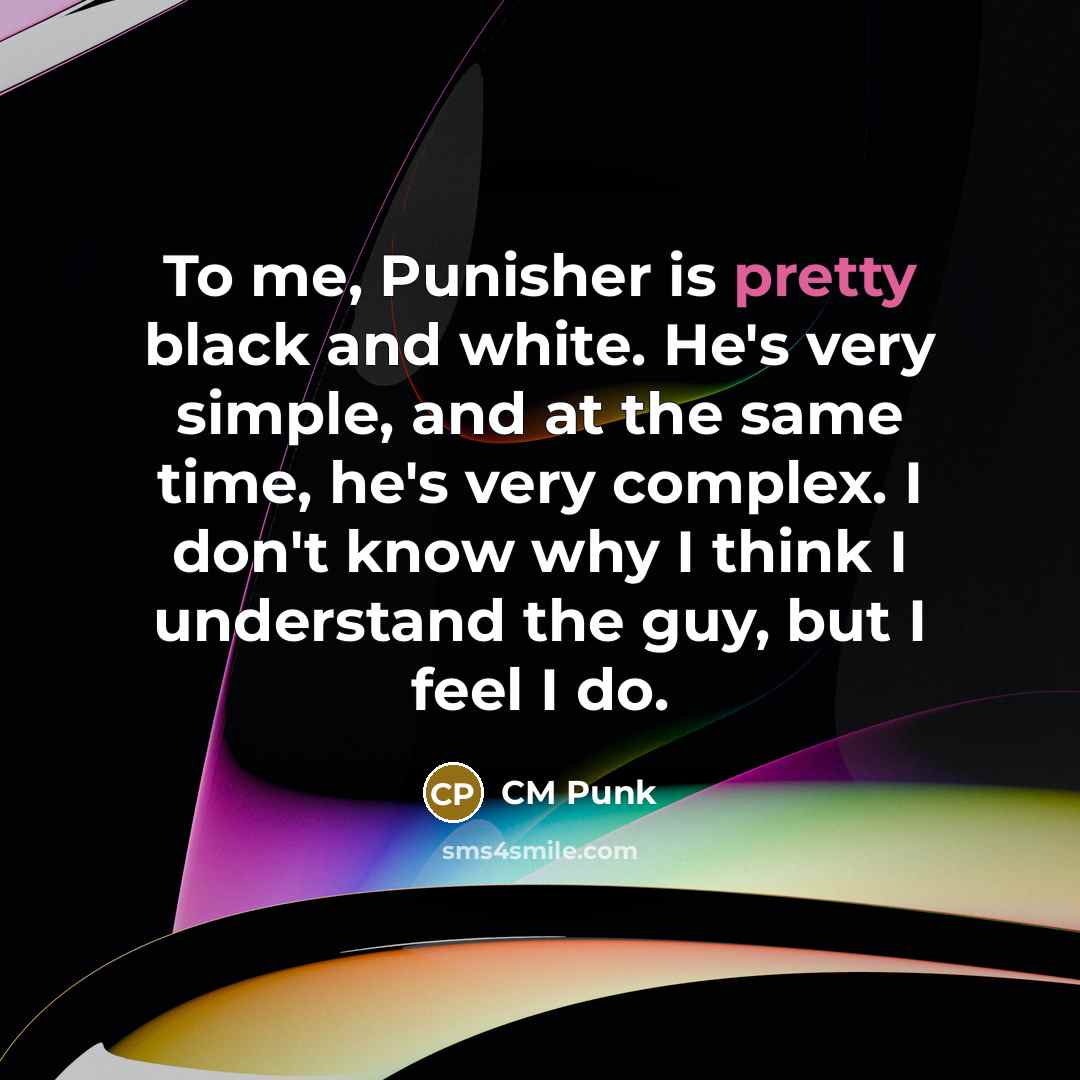 “To me, Punisher is pretty black and white. He's very…” quote by CM Punk