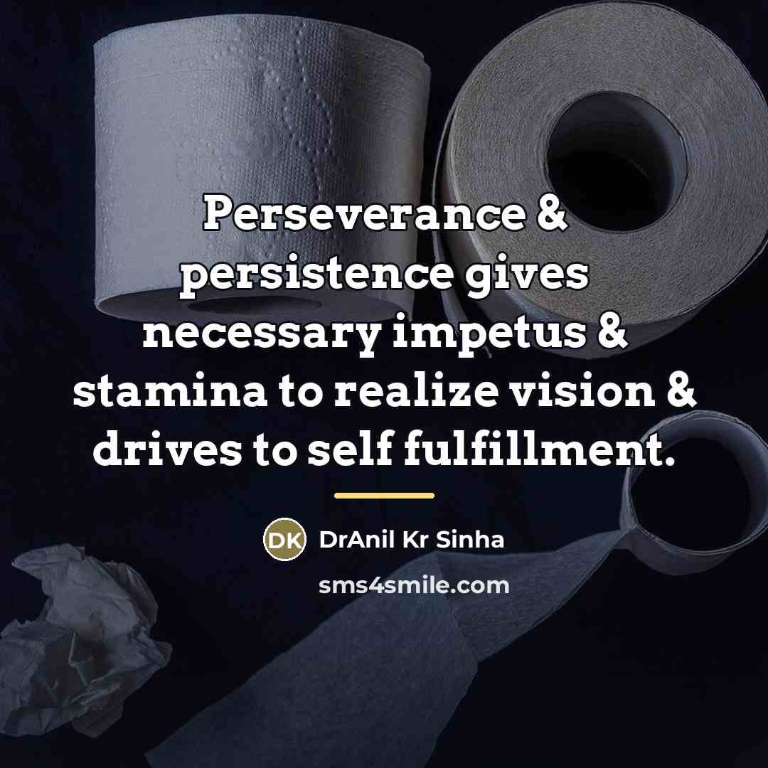 “Perseverance & persistence gives necessary impetus & stamina to realize…” quote by DrAnil Kr Sinha