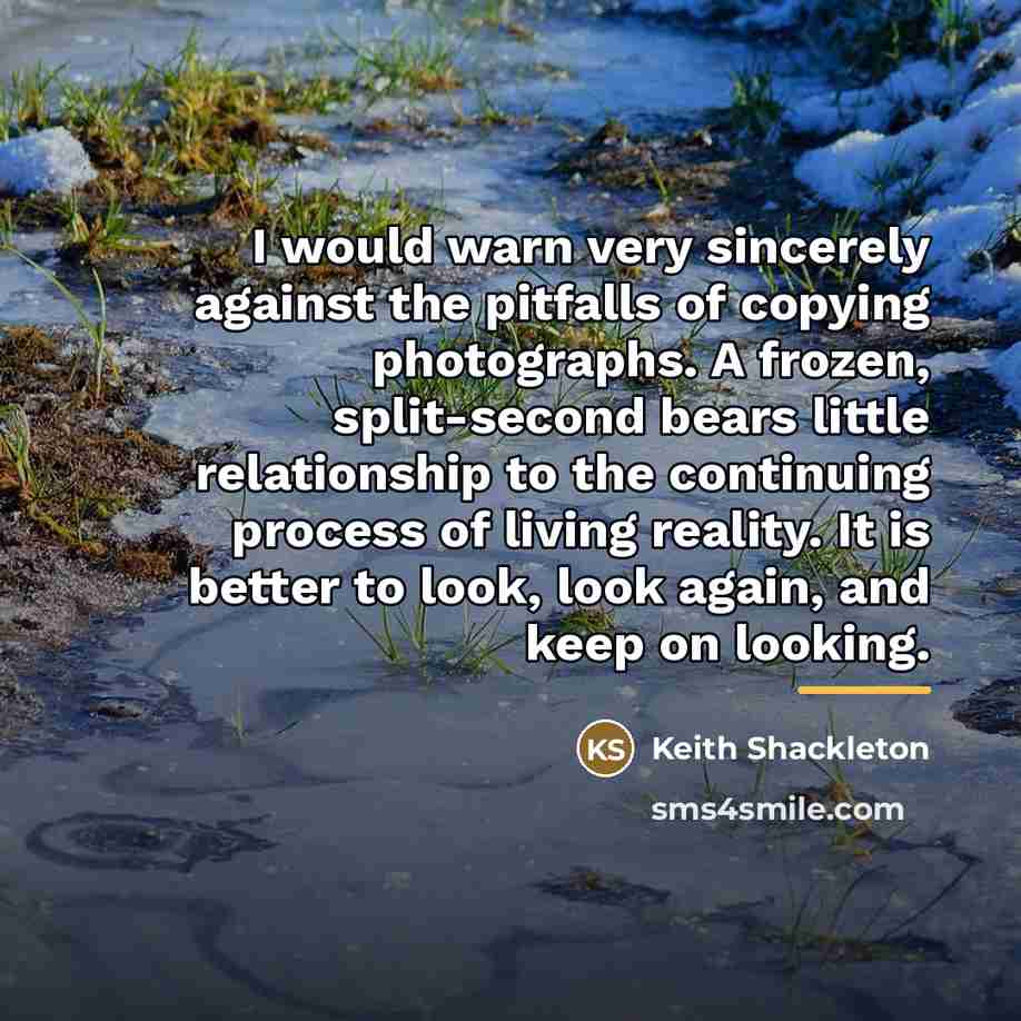 “I would warn very sincerely against the pitfalls of copying…” quote by Keith Shackleton