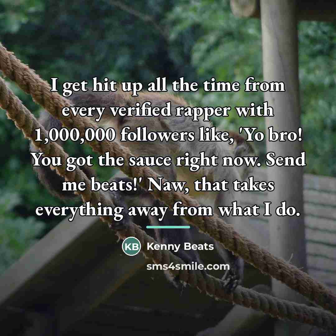 “I get hit up all the time from every verified…” quote by Kenny Beats