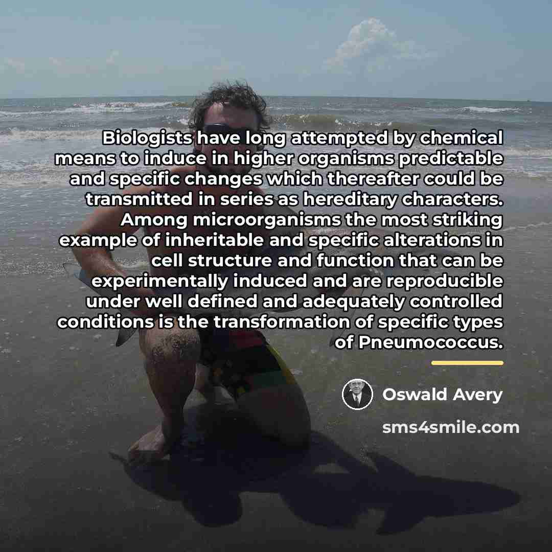 “Biologists have long attempted by chemical means to induce in…” quote by Oswald Avery