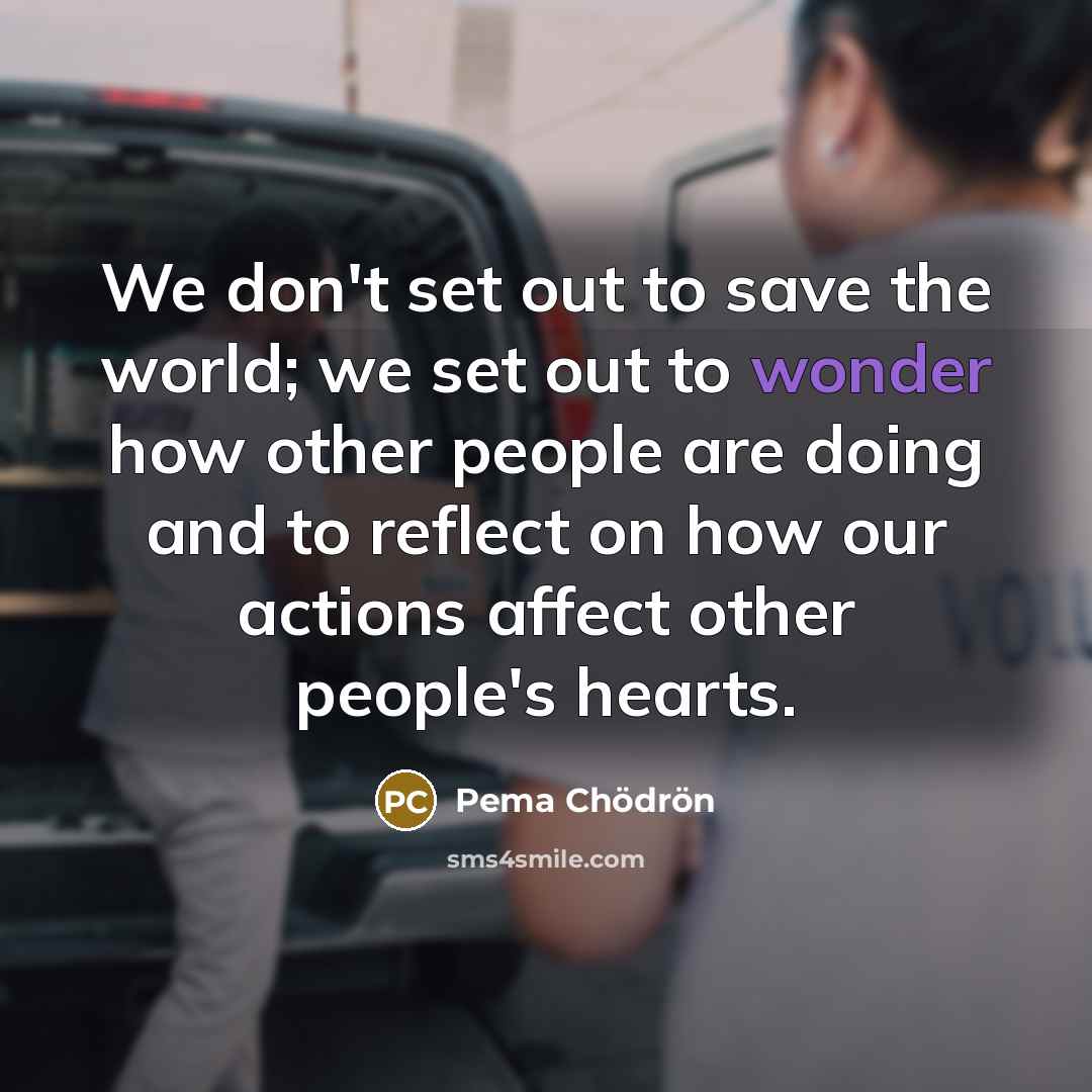 “We don't set out to save the world; we set…” quote by Pema Chodron