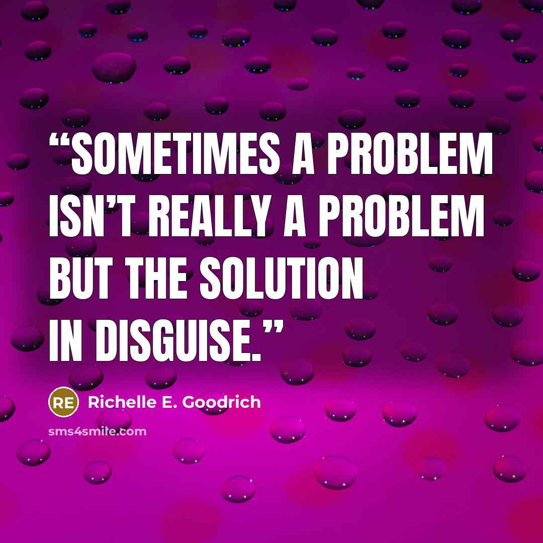 “Sometimes a problem isn’t really a problem but the solution in disguise.” quote by Richelle E. Goodrich