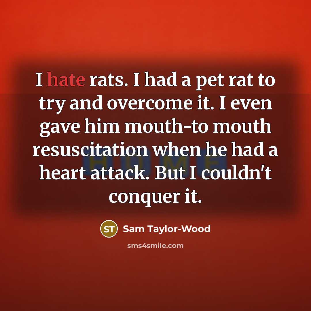 “I hate rats. I had a pet rat to try…” quote by Sam Taylor-Wood