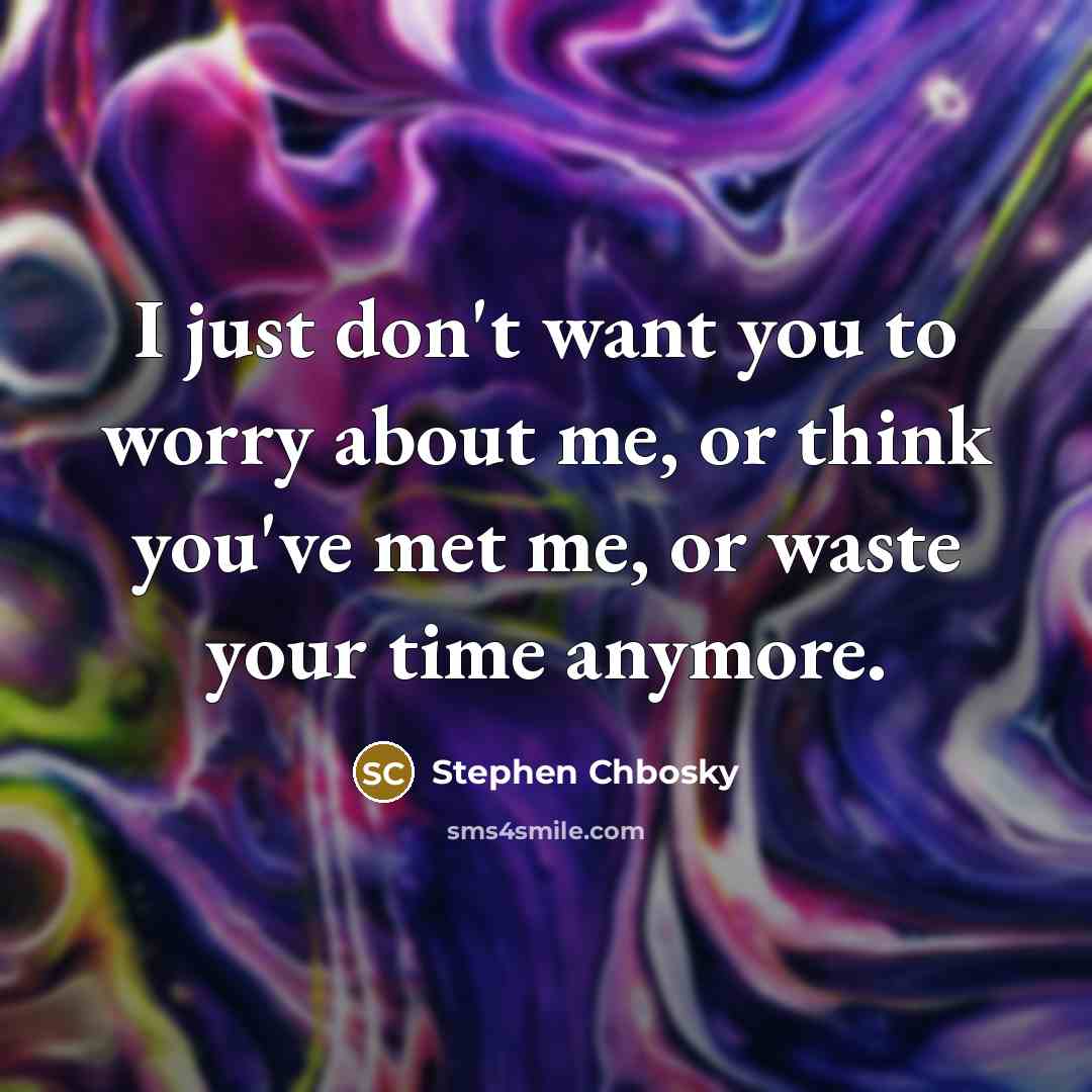 “I just don't want you to worry about me, or…” quote by Stephen Chbosky