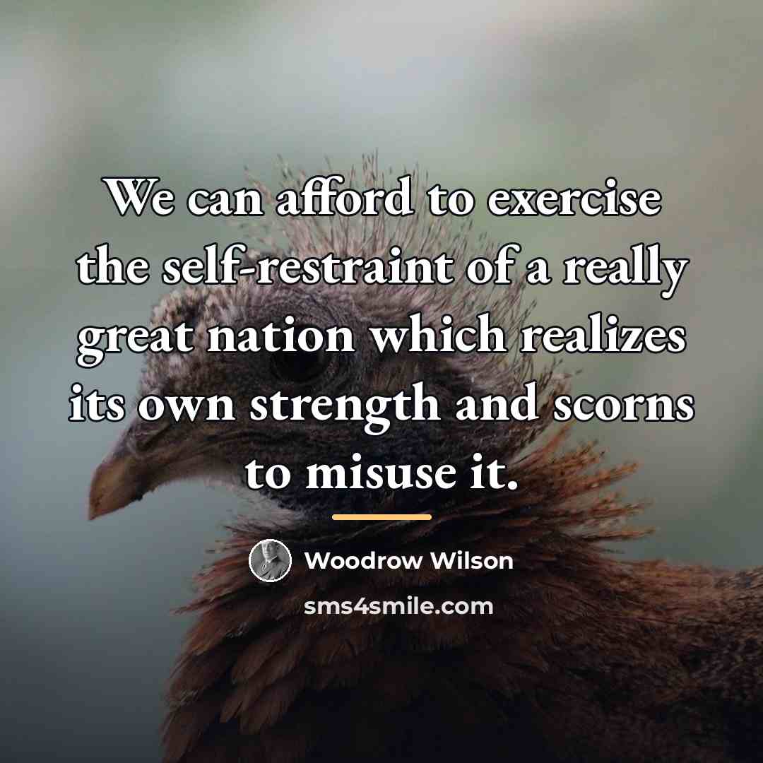 “We can afford to exercise the self-restraint of a really…” quote by Woodrow Wilson