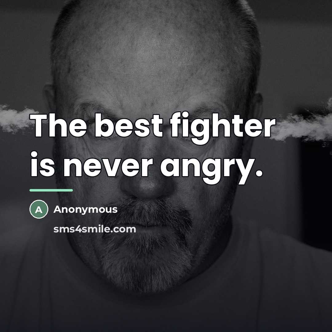 “The best fighter is never angry.…” quote by Anonymous