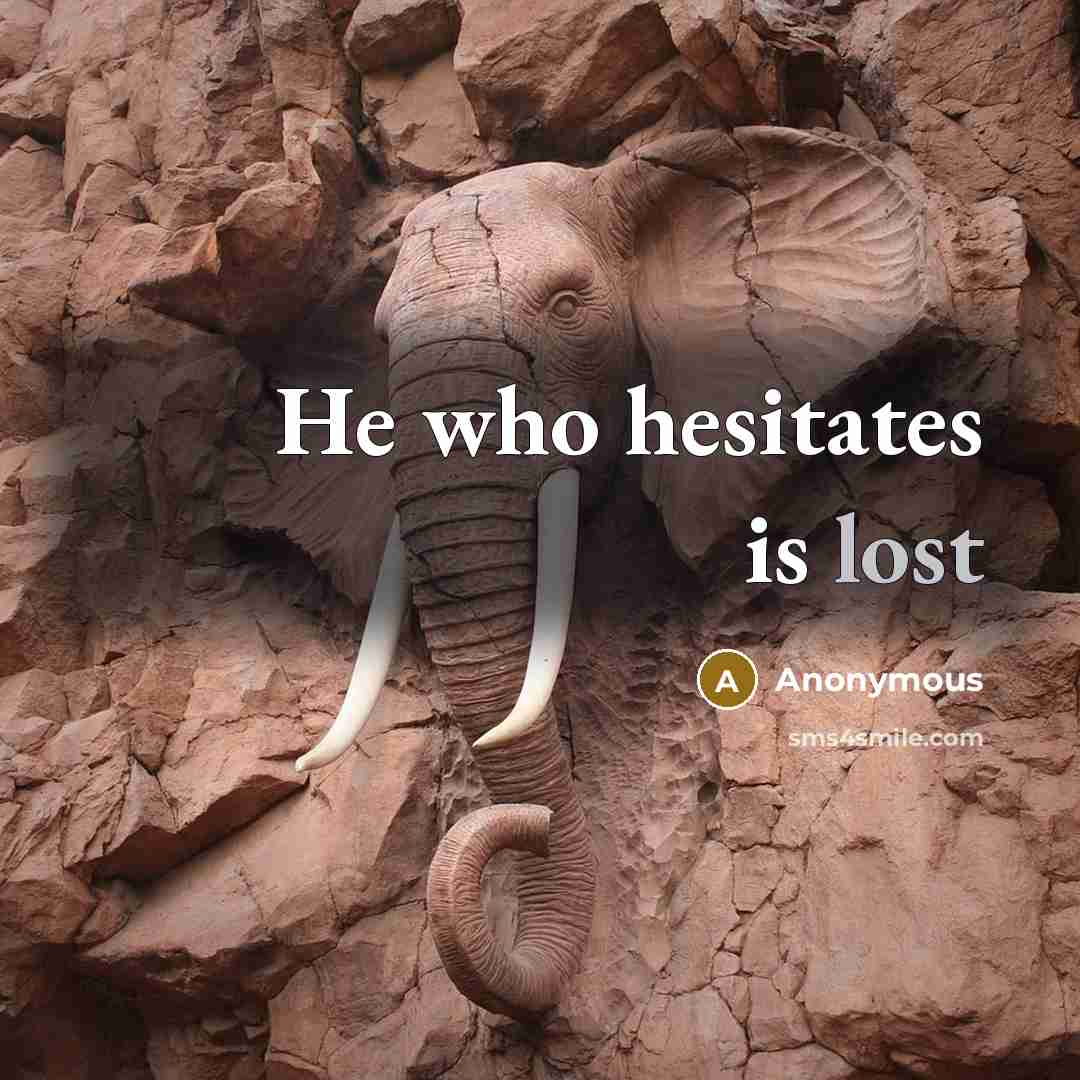 “He who hesitates is lost” quote by Anonymous