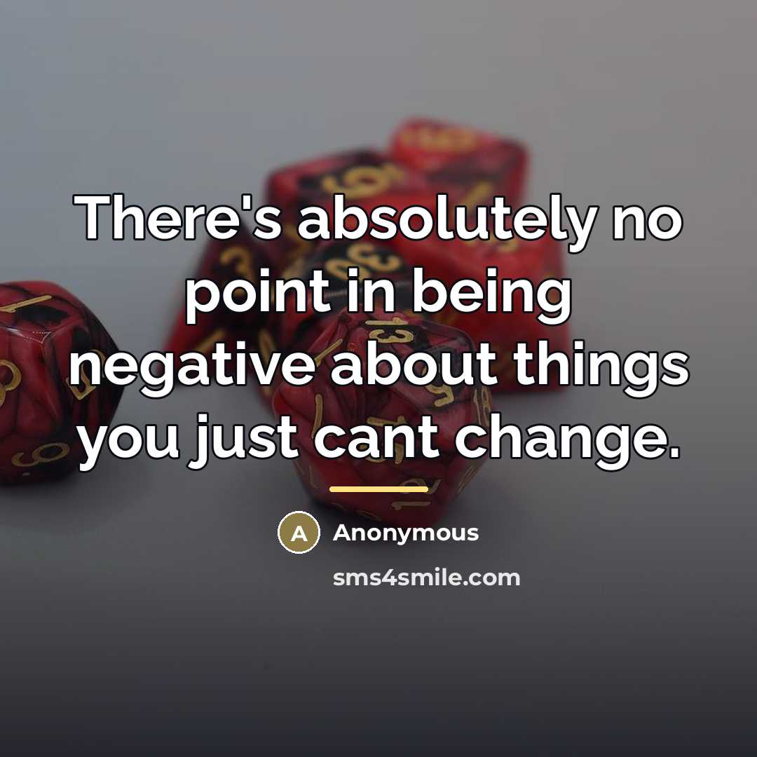 “There's absolutely no point in being negative about things you…” quote by Anonymous