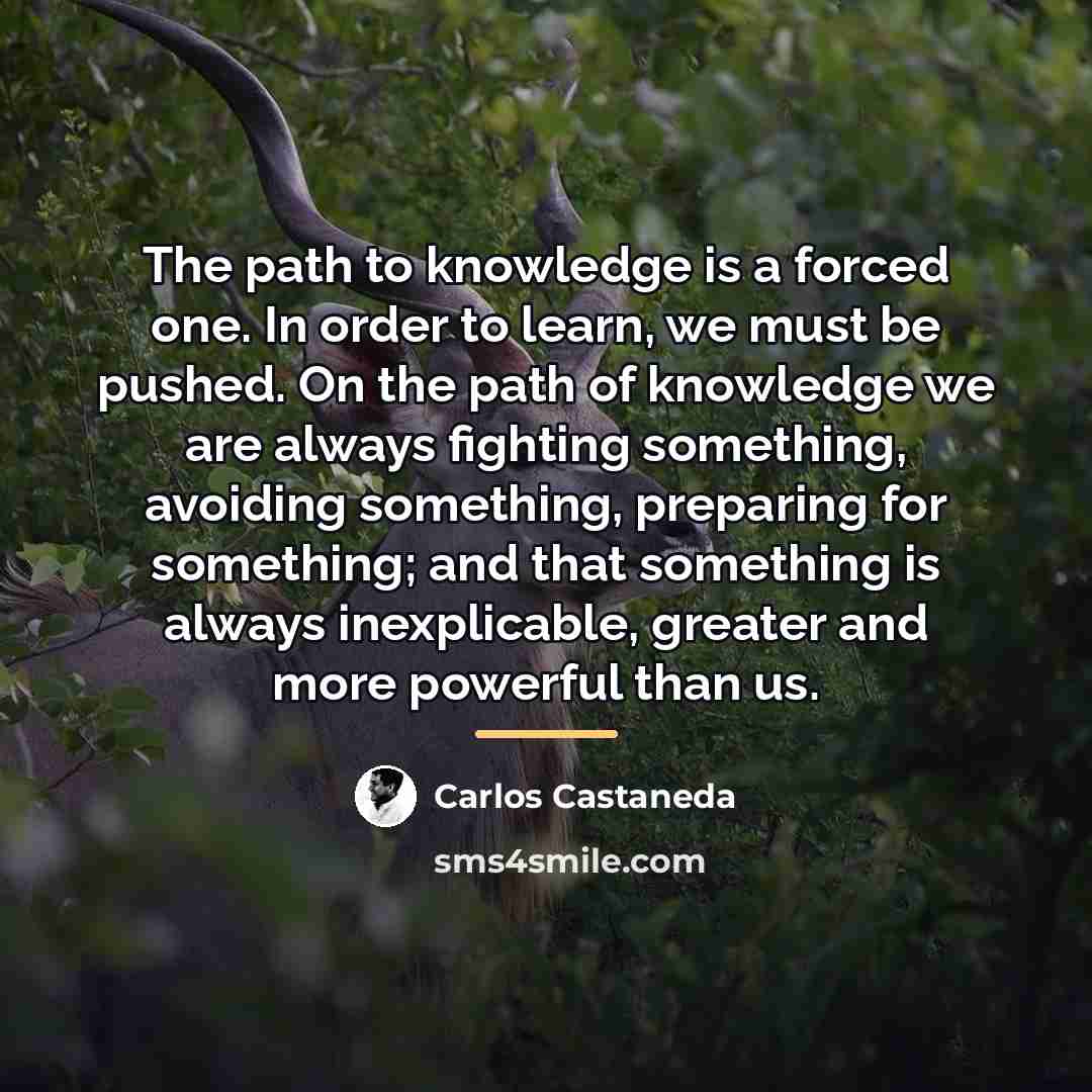 “The path to knowledge is a forced one. In order…” quote by Carlos Castaneda
