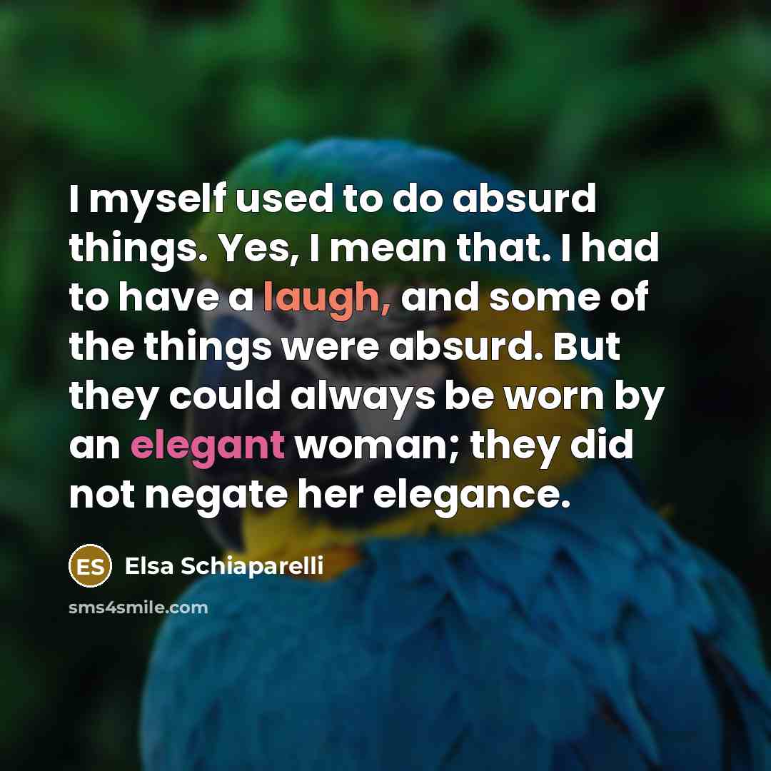 “I myself used to do absurd things. Yes, I mean…” quote by Elsa Schiaparelli