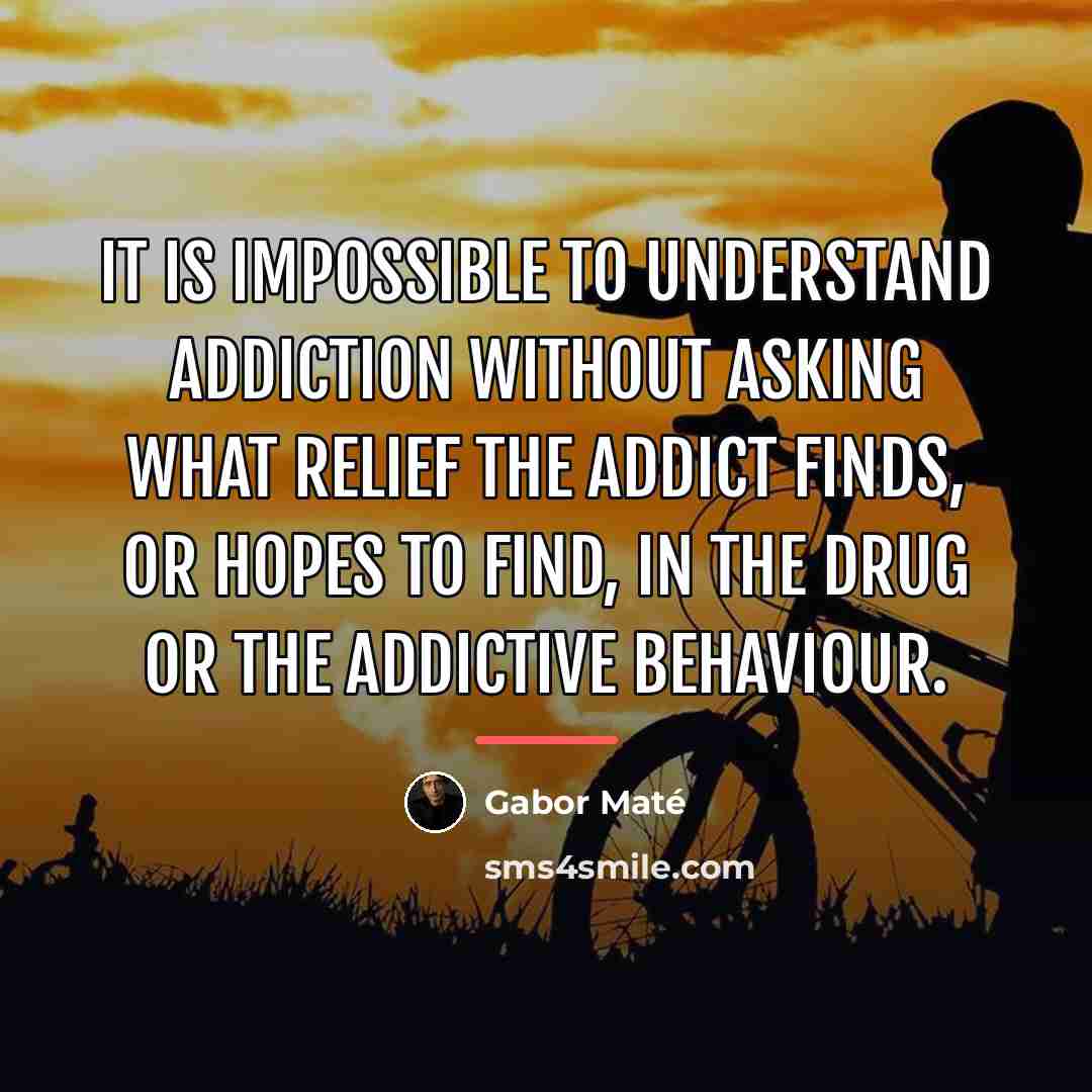 “It is impossible to understand addiction without asking what relief…” quote by Gabor Mate