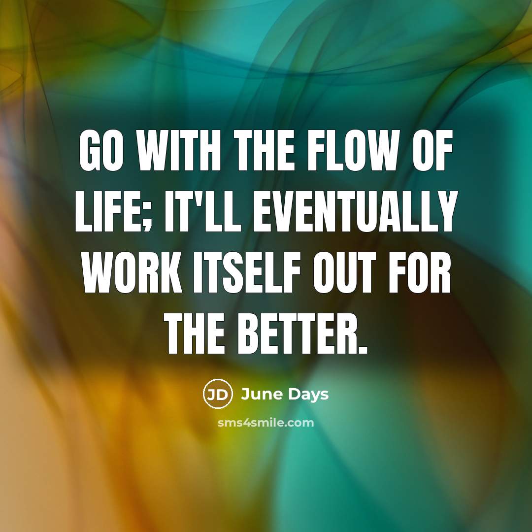 “Go with the flow of life; it'll eventually work itself…” quote by June Days