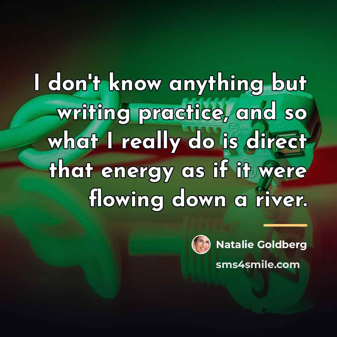 “I don't know anything but writing practice, and so what…” quote by Natalie Goldberg