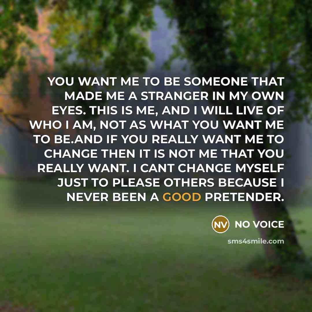 “YOU WANT ME TO BE SOMEONE THAT MADE ME A…” quote by NO VOICE