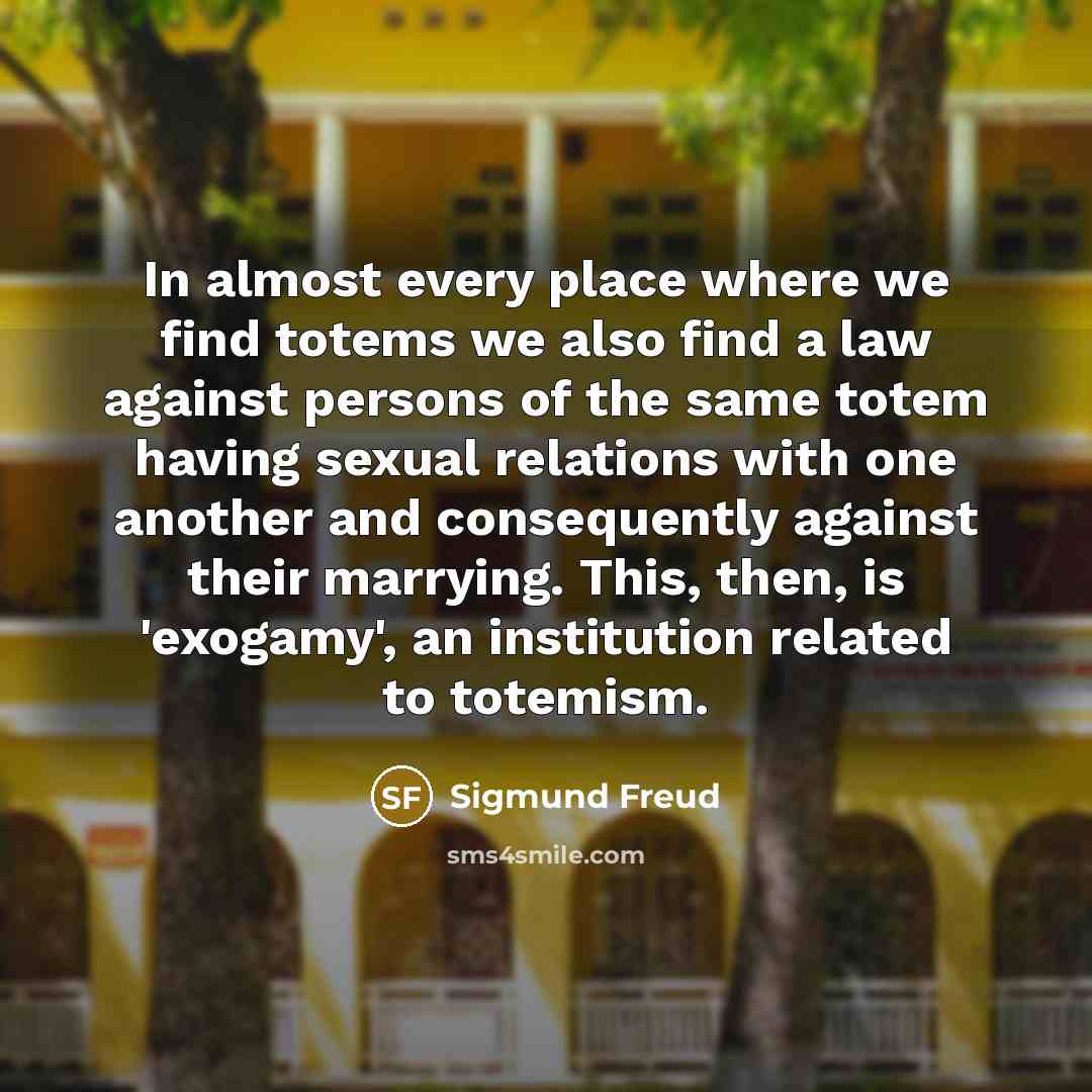 “In almost every place where we find totems we also…” quote by Sigmund Freud