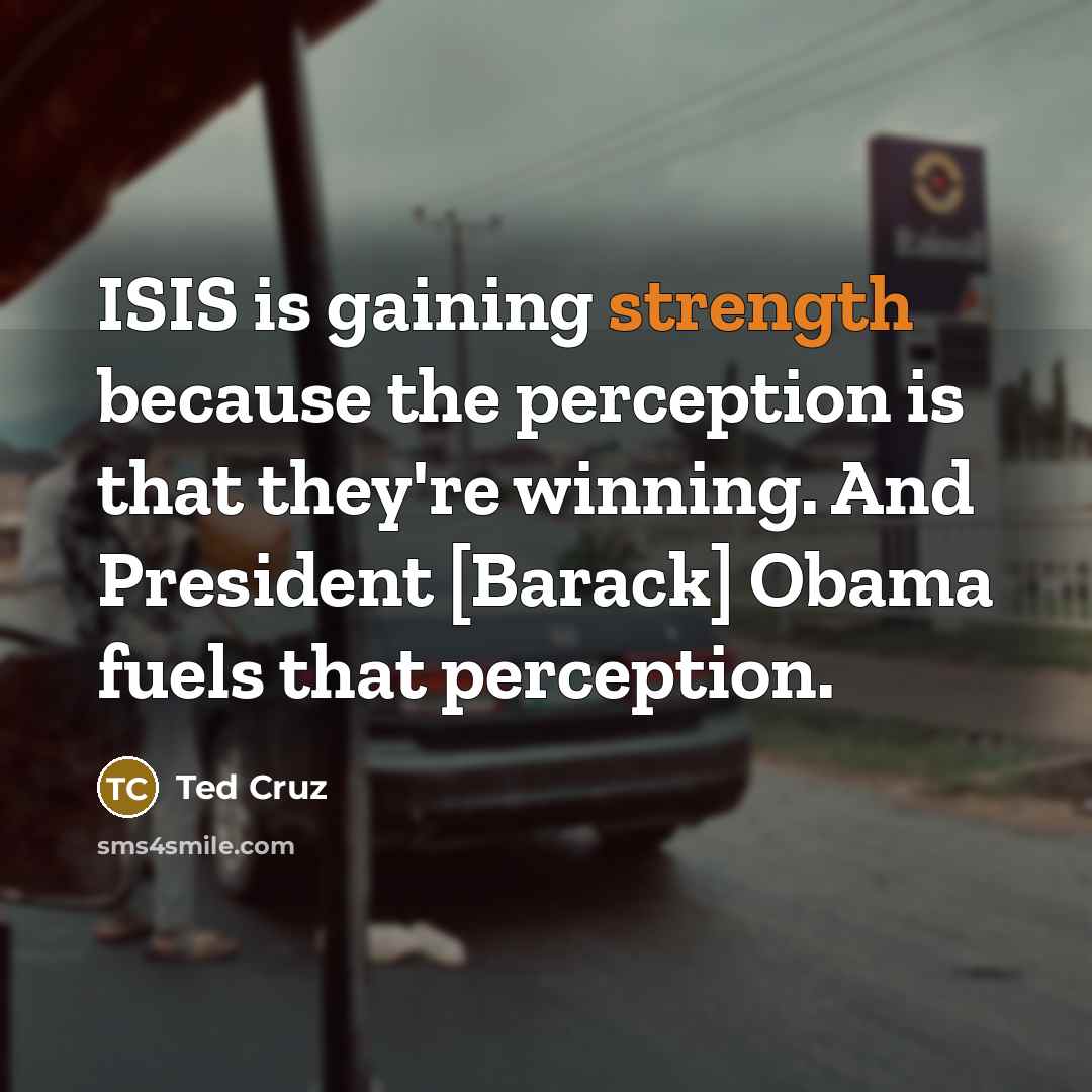 “ISIS is gaining strength because the perception is that they're…” quote by Ted Cruz