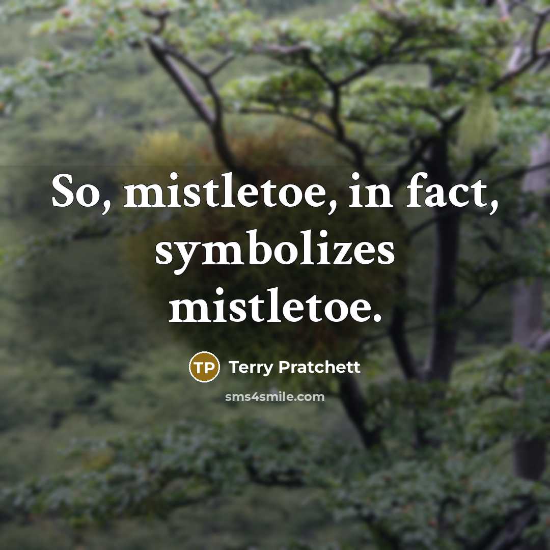 “So, mistletoe, in fact, symbolizes mistletoe.” quote by Terry Pratchett