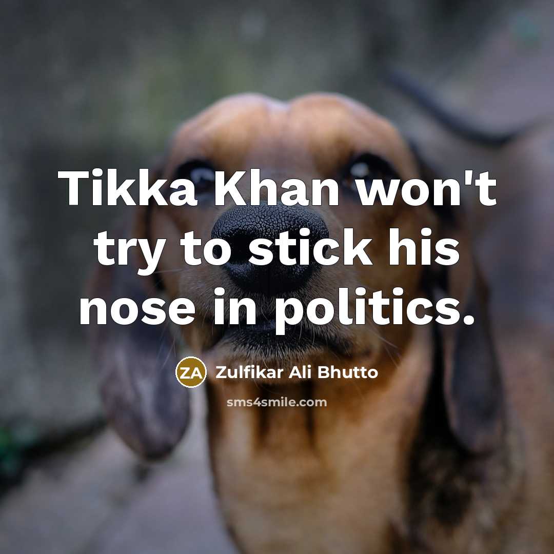 “Tikka Khan won't try to stick his nose in politics.…” quote by Zulfikar Ali Bhutto