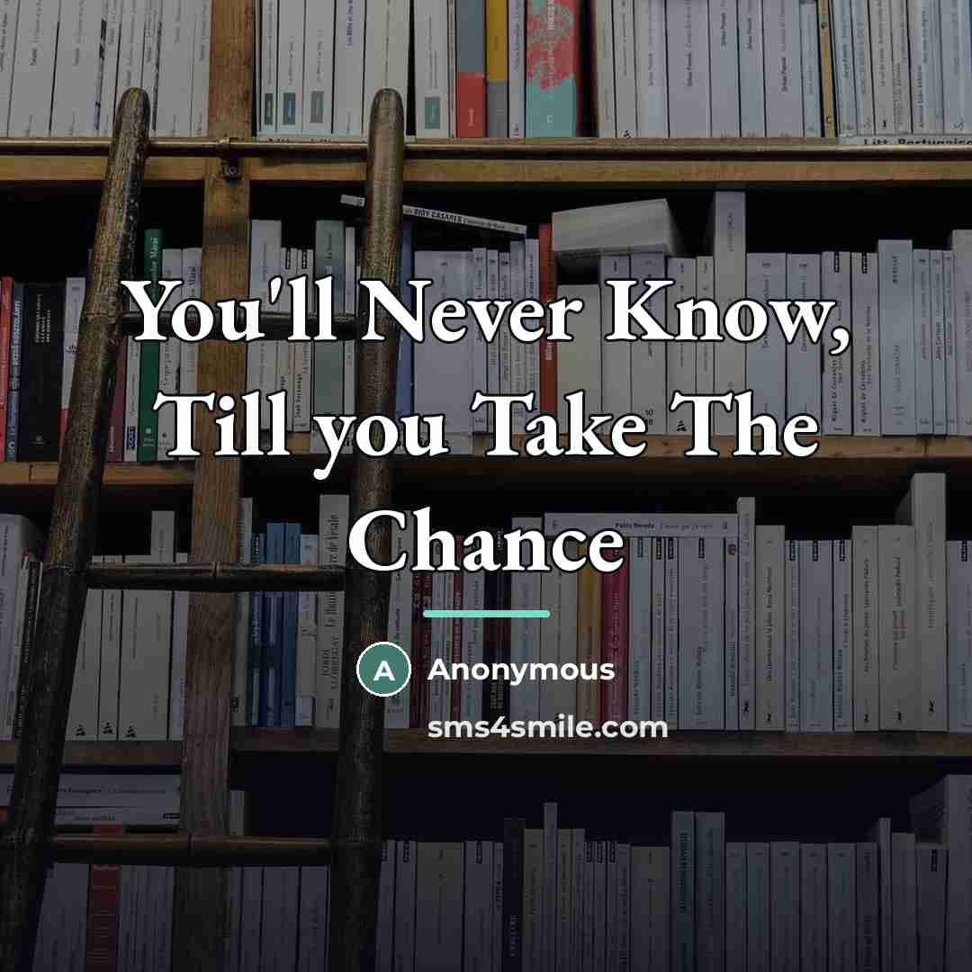 “You'll Never Know, Till you Take The Chance…” quote by Anonymous
